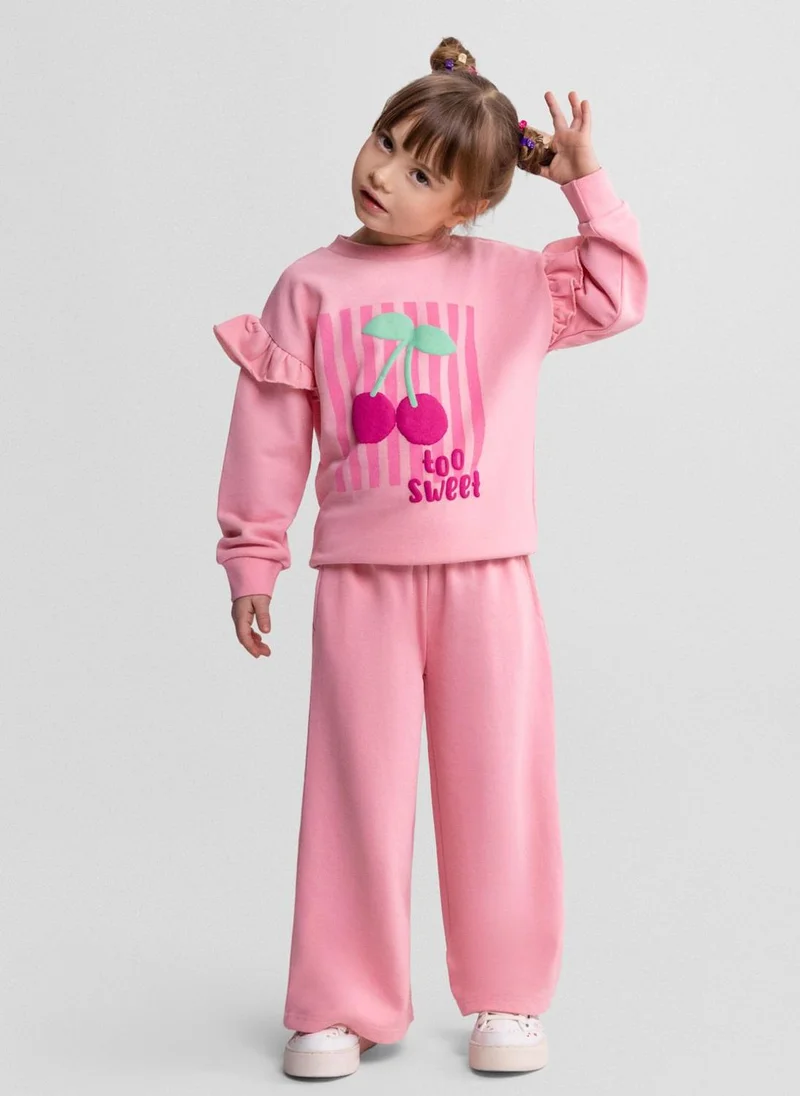 MINOTI Girls pink cotton blend tracksuit adjustable waistband